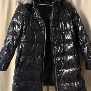 DKNY Women’s Shiny Black Puffer Coat